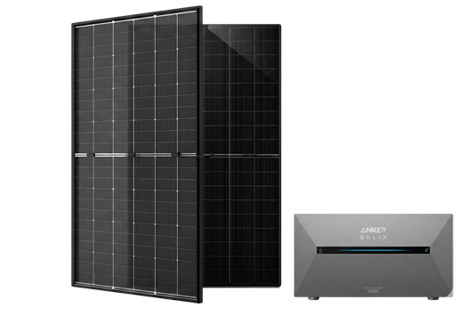 Plug & Play Zonnepaneel Set + batterij  (3 Panelen – 1.350Wp DC  – 5° Hellingshoek) incl. Betonblokken & Slimme Monitoring